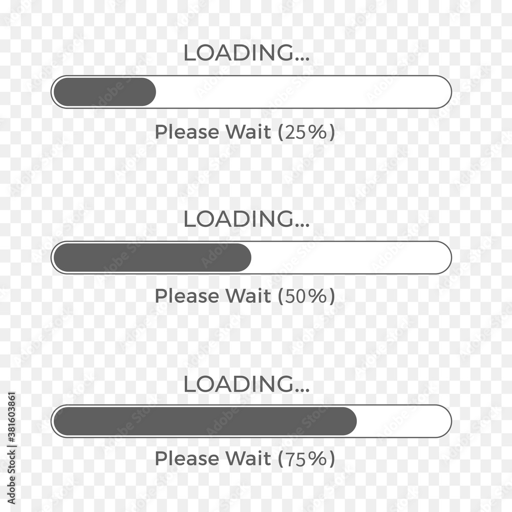 Aufkleber progress loading bar set. vector illustration