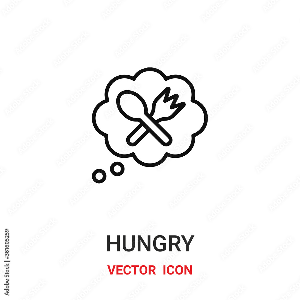 Poster hungry icon vector symbol. hungry symbol icon vector for your design. modern outline icon for your w