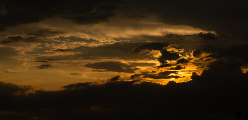 colorful dramatic sky with cloud at sunset