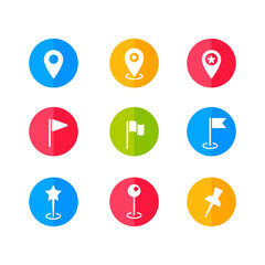 Set of icons for location and map indication