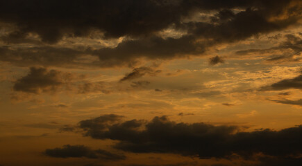 colorful dramatic sky with cloud at sunset