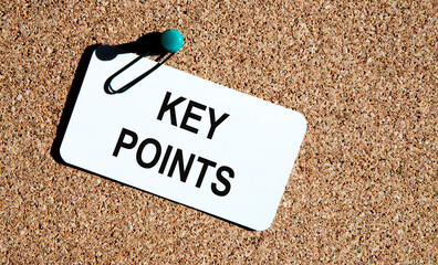 ON the card, fixed to the cork board of comments, the inscription KEY POINTS.