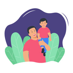 Obraz premium happy dad and son flat illustration concept design for father day event