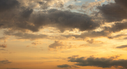 colorful dramatic sky with cloud at sunset