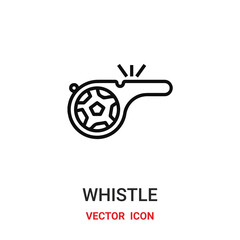 whistle icon vector symbol. referee symbol icon vector for your design. Modern outline icon for your website and mobile app design.