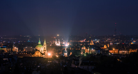 Fototapeta premium Prague skyline by night panorama