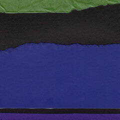 Colorful torn paper collage close-up. Texture made from various paper and cardboard parts. Damaged old paper background. Vintage blank wallpaper. Material design backdrop.