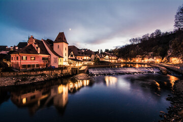Cesky Krumlov by night , Czech Republic
