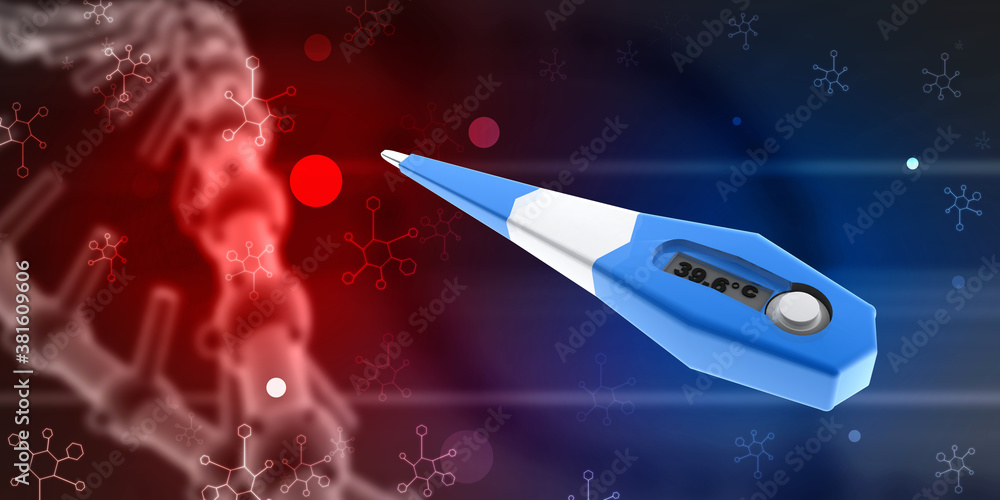 Poster 3d rendering fever checking electrical thermometer