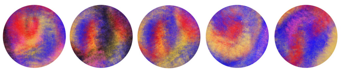 Obraz premium digital illustration - round templates for the covers of actual actual highlights in social networks.Spheres with a cosmic neon background texture.Template for text and design, sequencу for animation