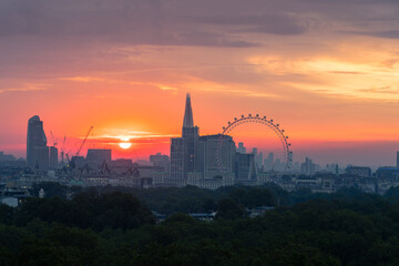 Naklejka premium London sunrise aerial view 