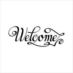 Welcome Greeting Hand Drawn Ink Pen Style, Welcome Word Handwritten