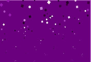 Light Purple vector template with crystals, circles, squares.