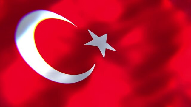 Realistic looping 3D animation of the national flag of Turkey rendered in UHD