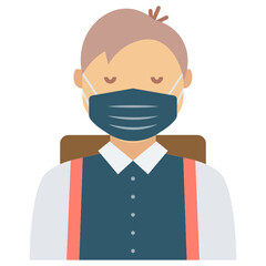 Tourist Backpacker wearing coronavirus prevention face Mask Vector Icon Design Concept, New normal Avatar on white background 