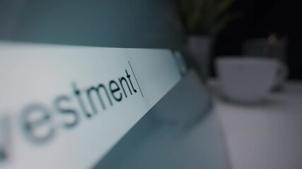 Motorized moving shot of searching for investment opportunities, shot with macro probe lens