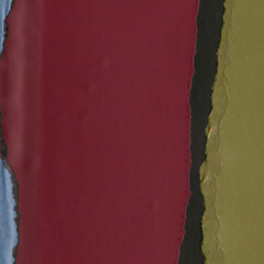 Colorful torn paper collage close-up. Texture made from various paper and cardboard parts. Damaged...