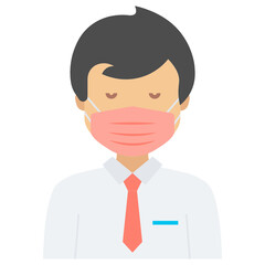 Executive wearing coronavirus prevention face Mask Vector Icon Design Concept, New normal Avatar on white background 