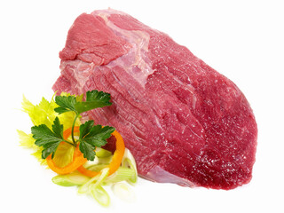 Raw Buffalo Meat on white Background - Isolated