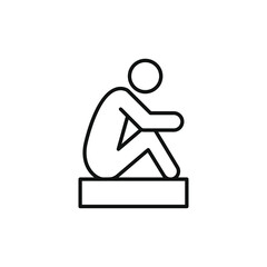 Sad man sitting. Depression icon concept isolated on white background. Vector illustration