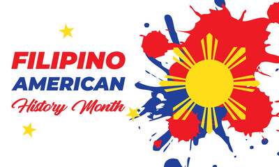 Filipino American History Month (FAHM) is celebrated in the United States during the month of October. Holiday concept.Poster, card, banner, template. V