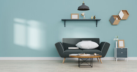 Mock up poster frame in living room..