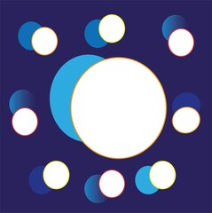 Banner, greeting card with circles on a blue background and space for your text