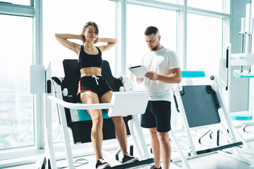 Sporty woman exercising during training