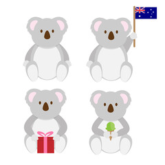 Obraz na płótnie Canvas Four Set of Cute sitting grey Koala Vector design