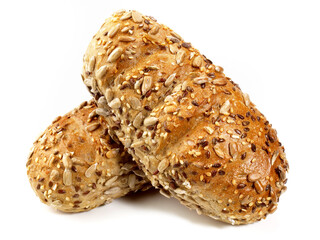 Bread Rolls with various Seeds on white Background - Isolated