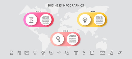 Vector infographic template circles for three icons, diagram, graph, presentation. Business concept with 3 options. For content, steps, timeline, workflow, marketing, banner, levels, web, chart