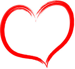 Red heart - outline drawing for an emblem or logo. Template for greeting card for Valentine's Day.