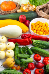 healthy colorful autumn harvest in table