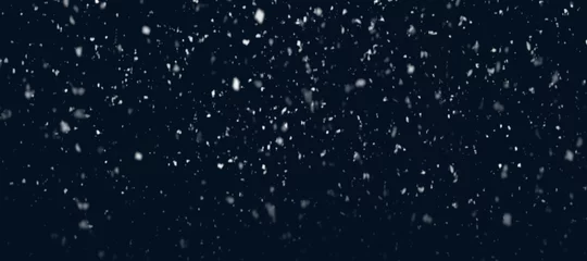 Fotobehang Heavy snowfall with real snowflakes. Heavy snowfall with real snowflakes on black background. Illustration for winter scenes. © gudrun