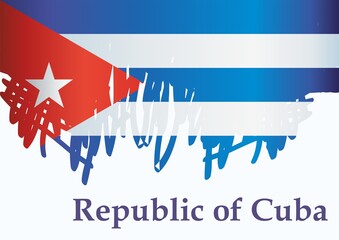 Flag of Cuba, Republic of Cuba. Bright, colorful vector illustration
