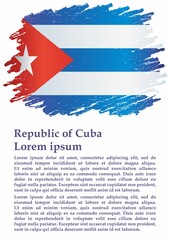 illustrative editorial Flag of Cuba, Republic of Cuba. Template for award design, an official document with the flag of Cuba. Bright, colorful vector illustration