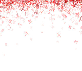 Falling red percents on white background.