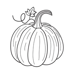 Pumpkin for coloring book. Line art design for kids coloring page.Isolated on white background.Vector illustration