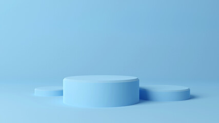 Blue showcase Podium composition, Scene to show products, 3D illustration