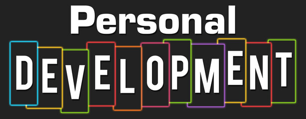 Fototapeta premium Personal Development Dark Colorful Stripes Neon Background 