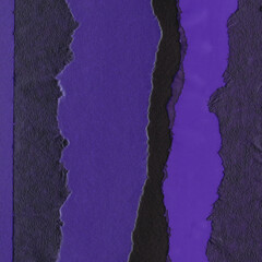 Colorful torn paper collage close-up. Texture made from various paper and cardboard parts. Damaged...