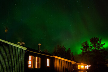 A beautiful green northern light in Karasjok, Norway
