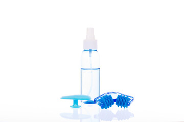 Accessory kit for cleaning and skin care of face and neck. set of plastic roller massager,...