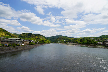 初夏の宇治川の風景