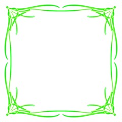 Green frame on a white background. Border design illustration. White square frame with green border. Decorative Design.