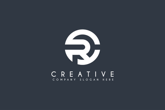 Initial CR logo design. vector letter logo illustration isolated on blue background