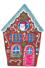 Christmas gingerbread house with Santa Claus, illustration