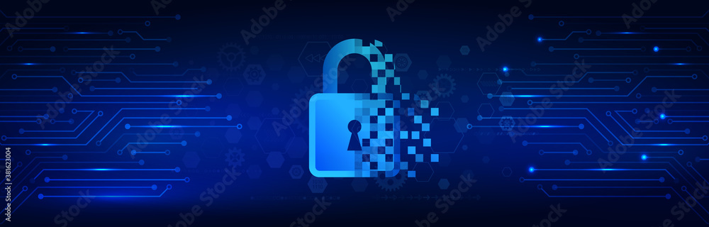 Poster Data protection, privacy, and internet security concept. Cybersecurity for business and internet project. Vector illustration of a data security services.