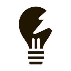 Wrecked Lightbulb glyph icon vector. Wrecked Lightbulb Sign. isolated symbol illustration