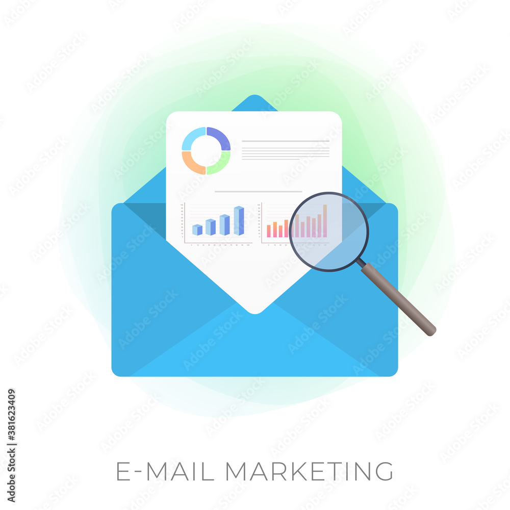 Poster e-mail marketing modern vector icon. inbound or outbound advertisement business strategy. an open ma